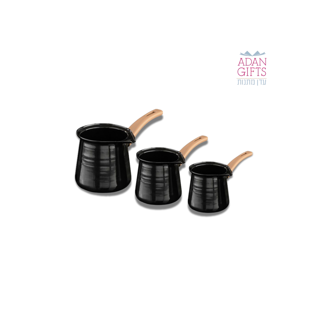 מארז 3 פינג'אנים אימייל עם שפת מזיגה – COFFEE COLLECTION